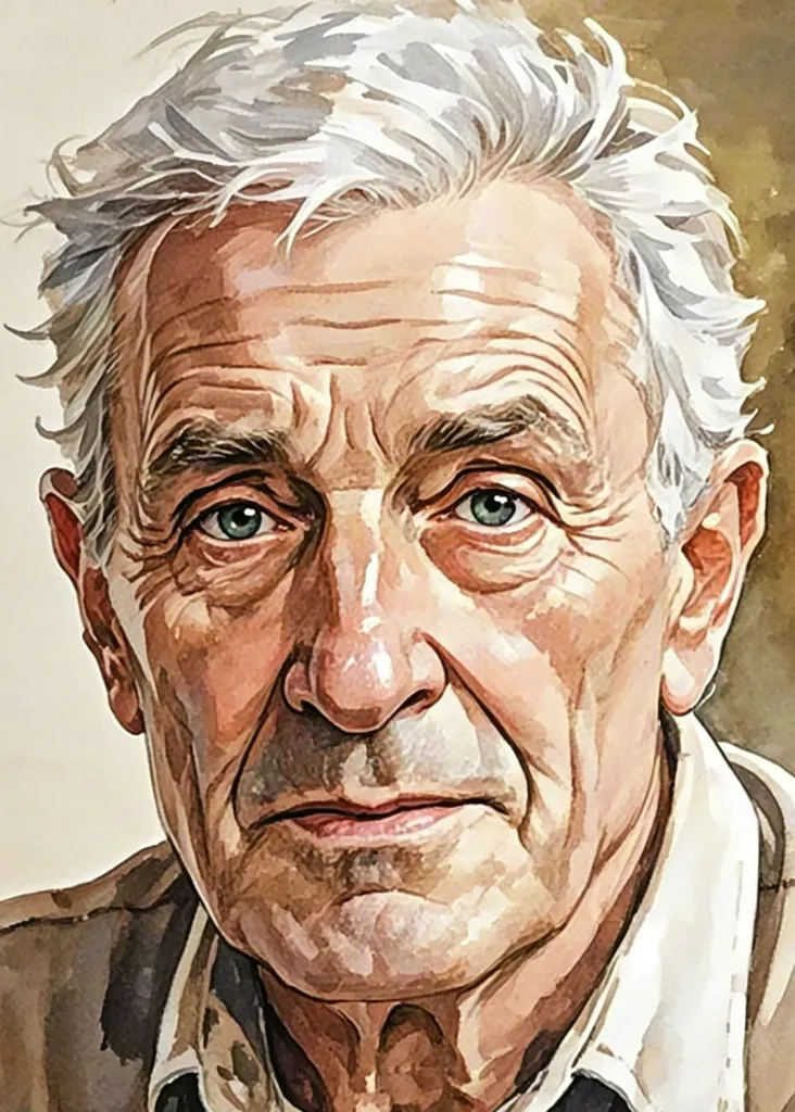 Watercolor elderly man portrait