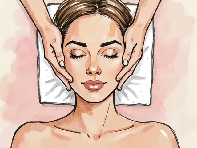 Woman receiving a relaxing facial massage in a spa setting