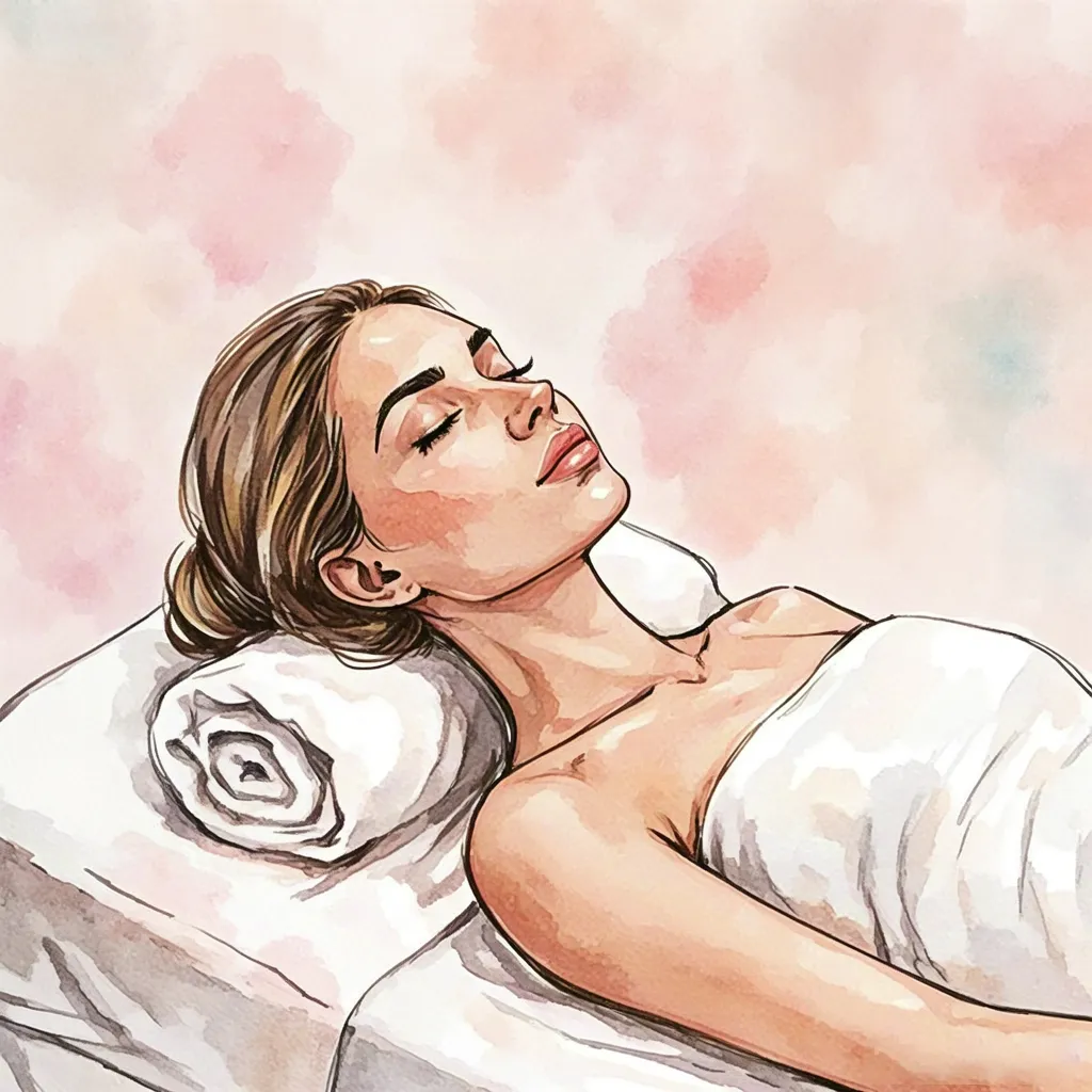 Watercolor facial massage illustration