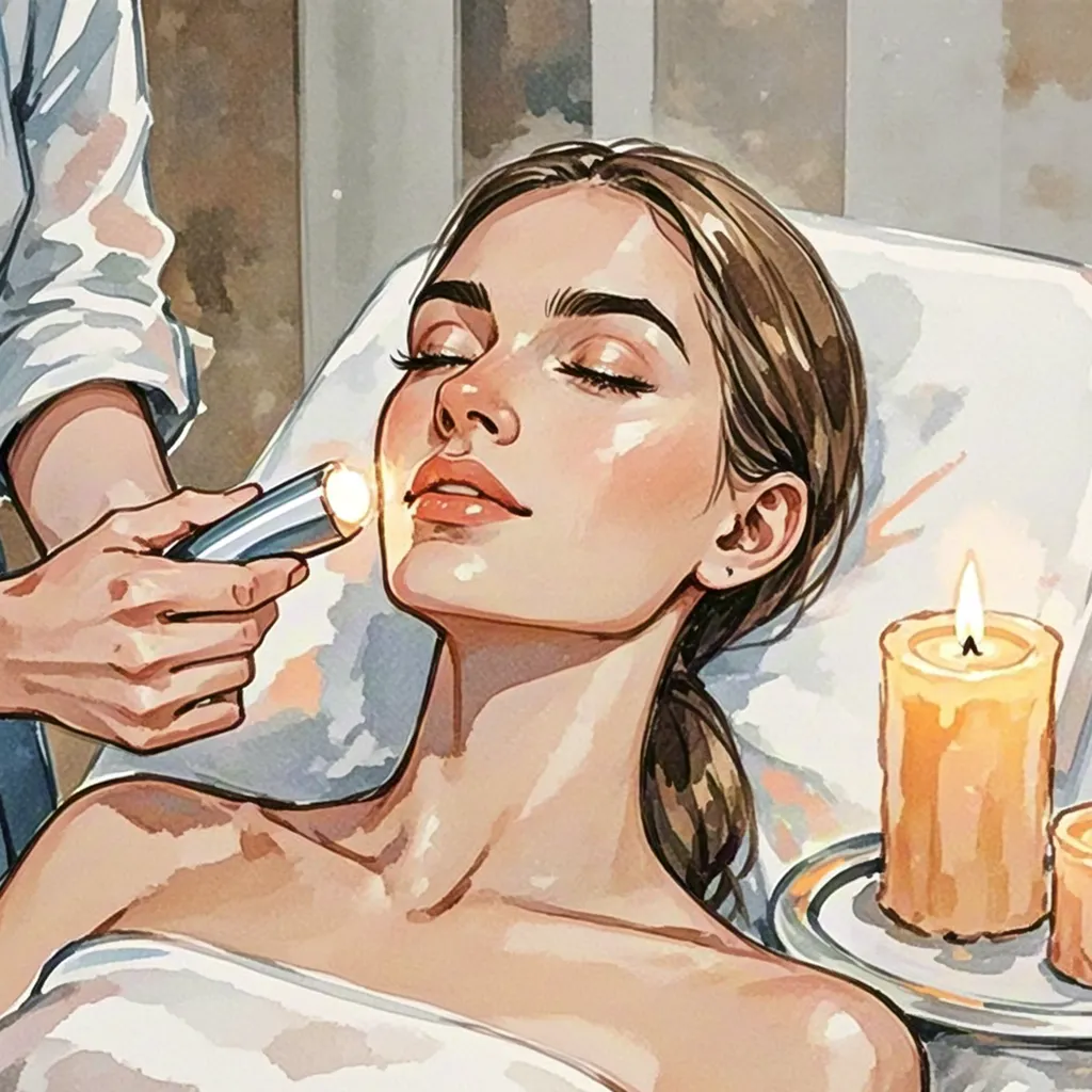 Watercolor facial treatment illustration