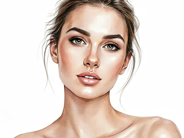 Clean watercolor portrait of a young woman with neutral tones