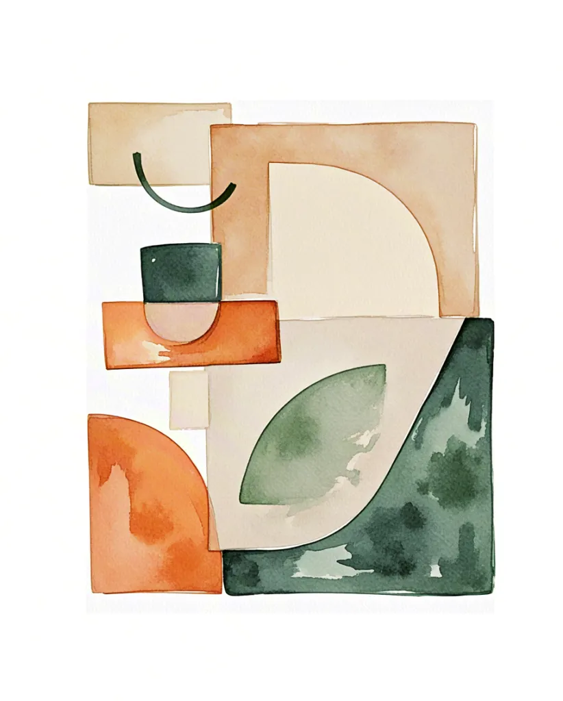 Watercolor geometric abstract composition