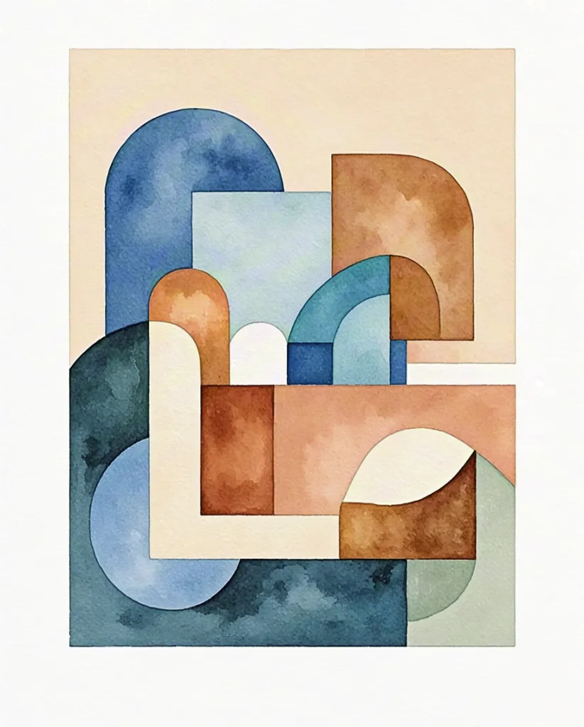 Watercolor geometric abstract illustration