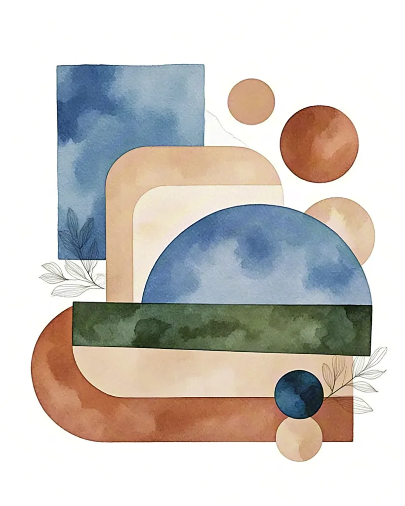 Watercolor geometric abstract illustration