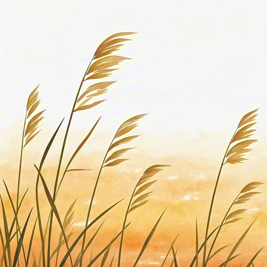 Watercolor golden grass in the wind