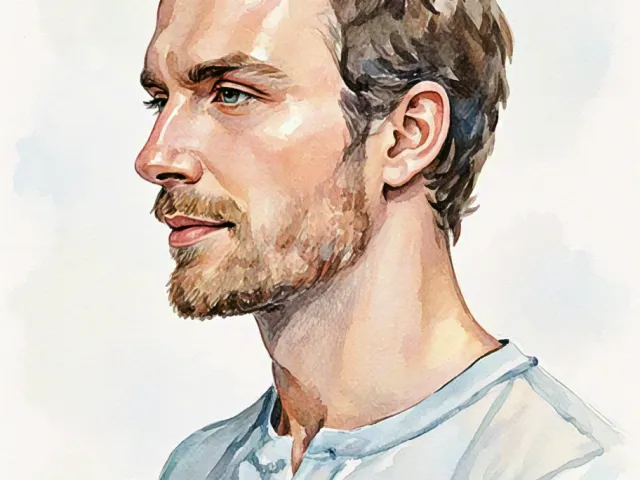 Watercolor portrait of a man in profile with soft light and neutral tones