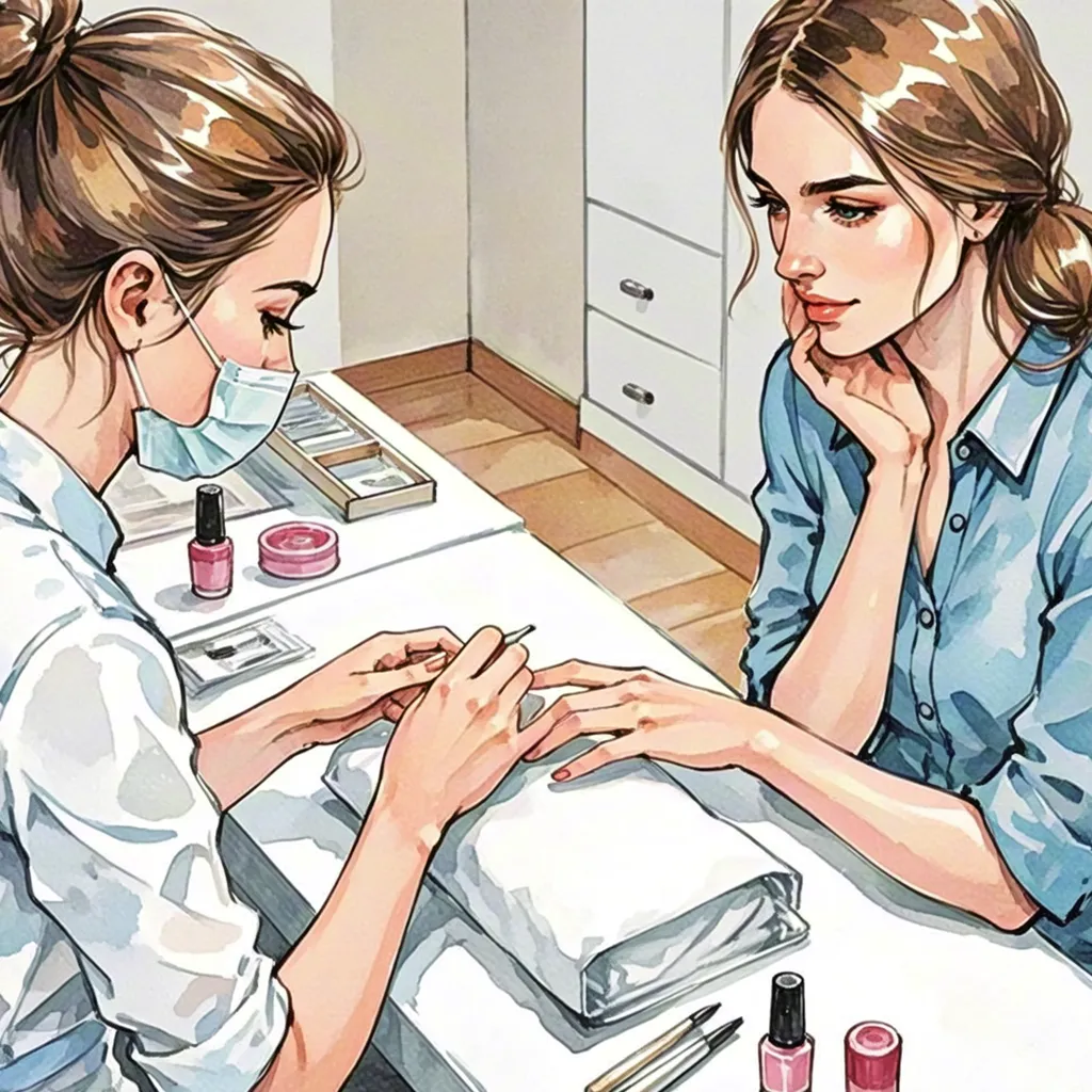 Watercolor manicure salon session