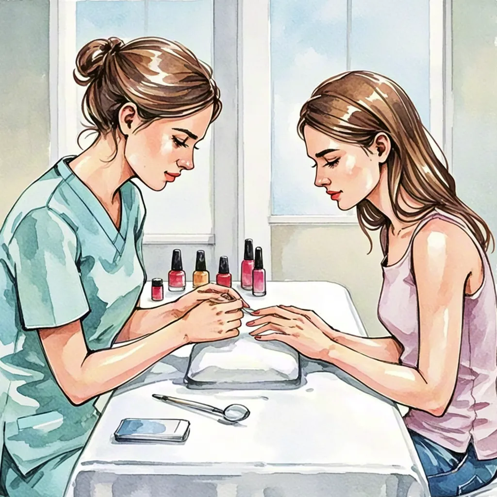 Watercolor manicure treatment