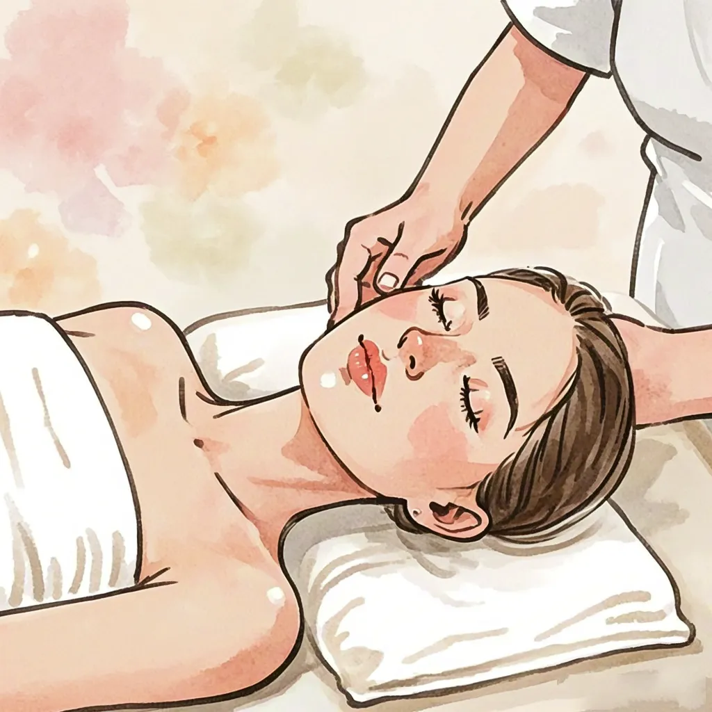 Watercolor massage therapy scene