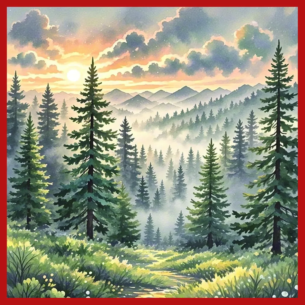 Watercolor mountain landscape