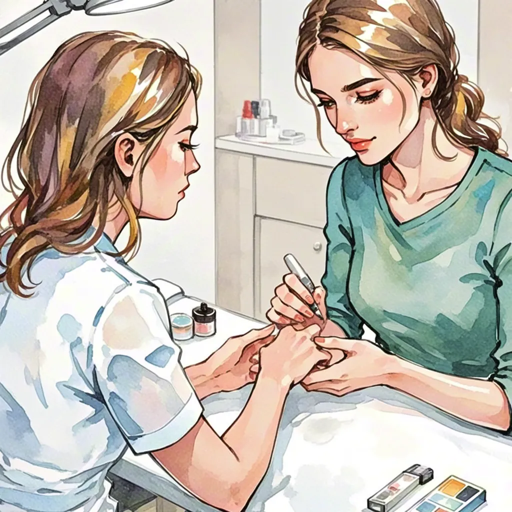 Watercolor nail care illustration