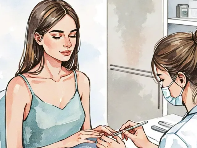 Watercolor depiction of a nail technician performing a manicure 17. Nail painting close-up