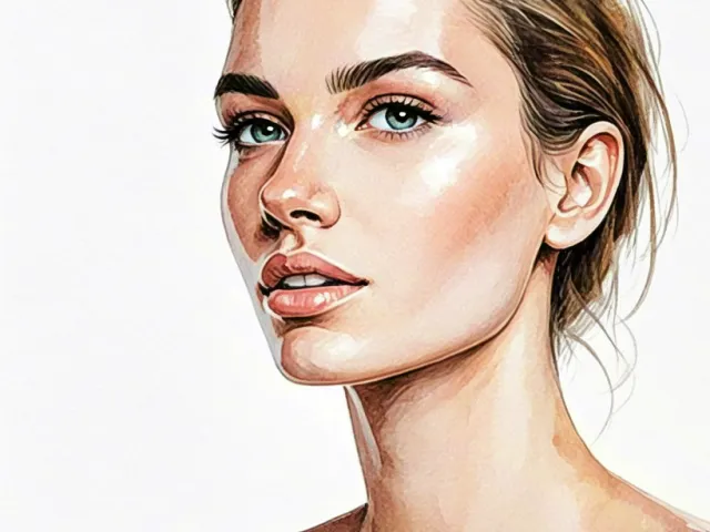 Simple watercolor portrait of a young woman with clean white background