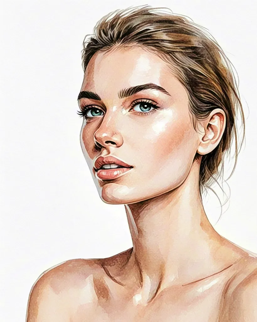 Watercolor portrait of a young woman