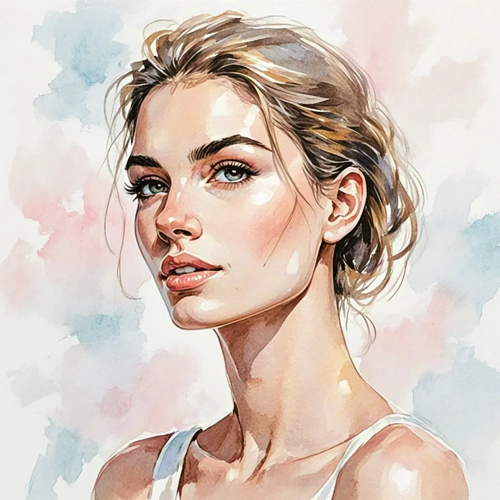 Watercolor soft female portrait