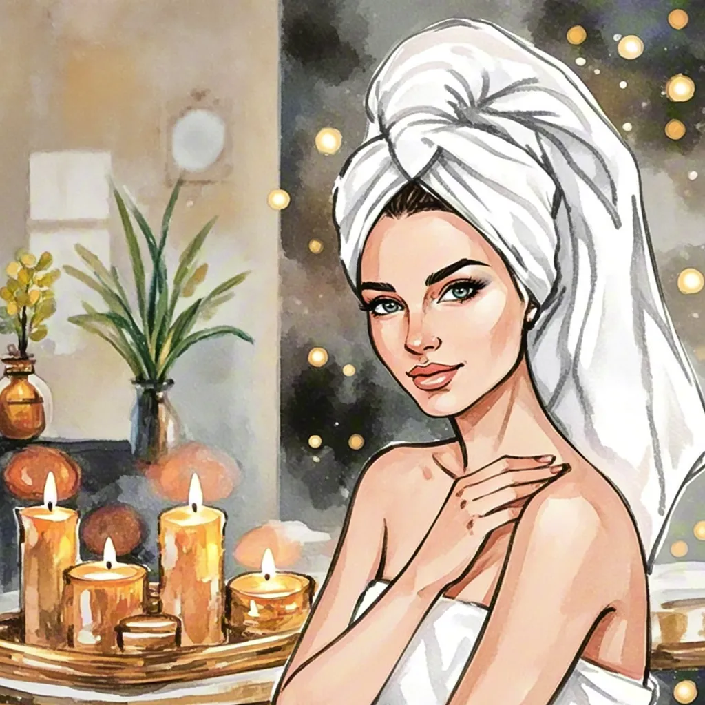 Watercolor spa beauty portrait