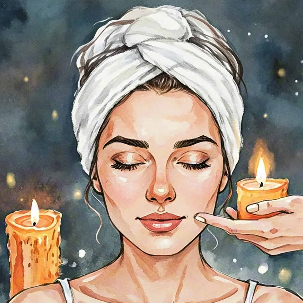 Watercolor spa candle atmosphere