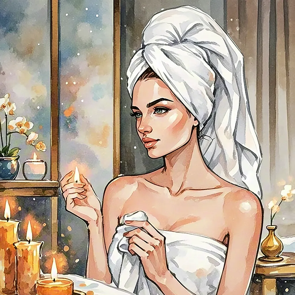 Watercolor spa candle moment