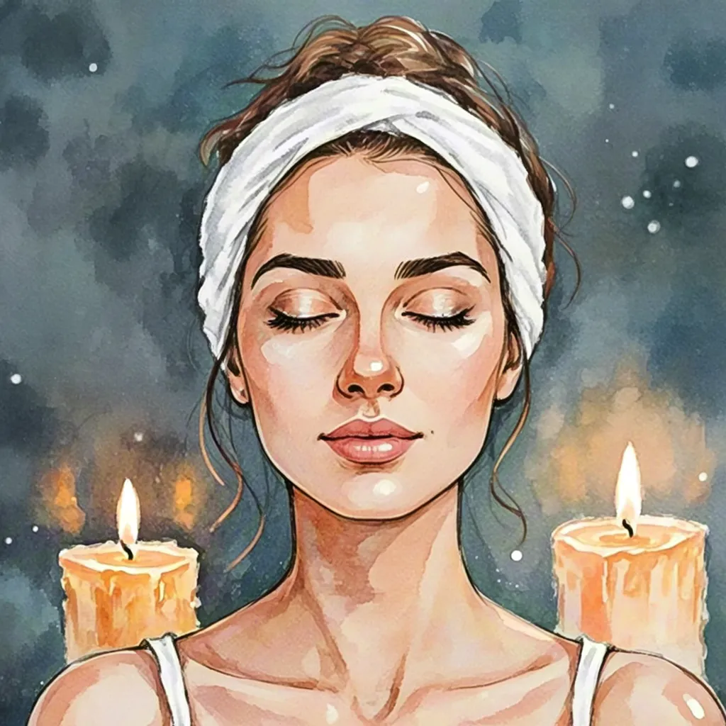 Watercolor spa facial relaxation