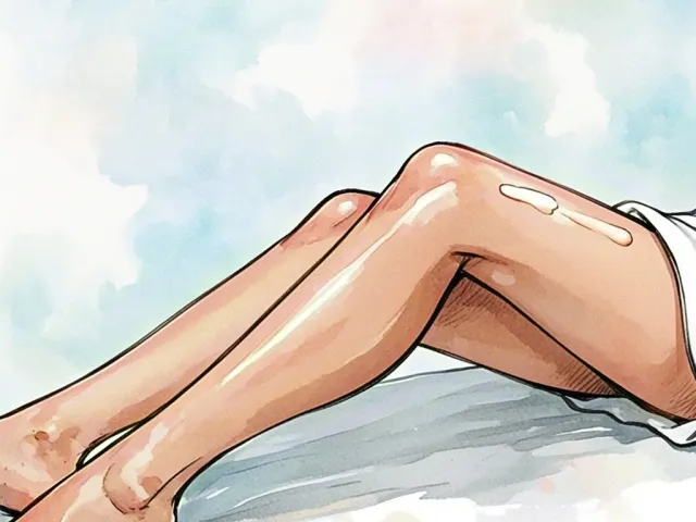 Watercolor illustration of legs during a spa or self-care treatment