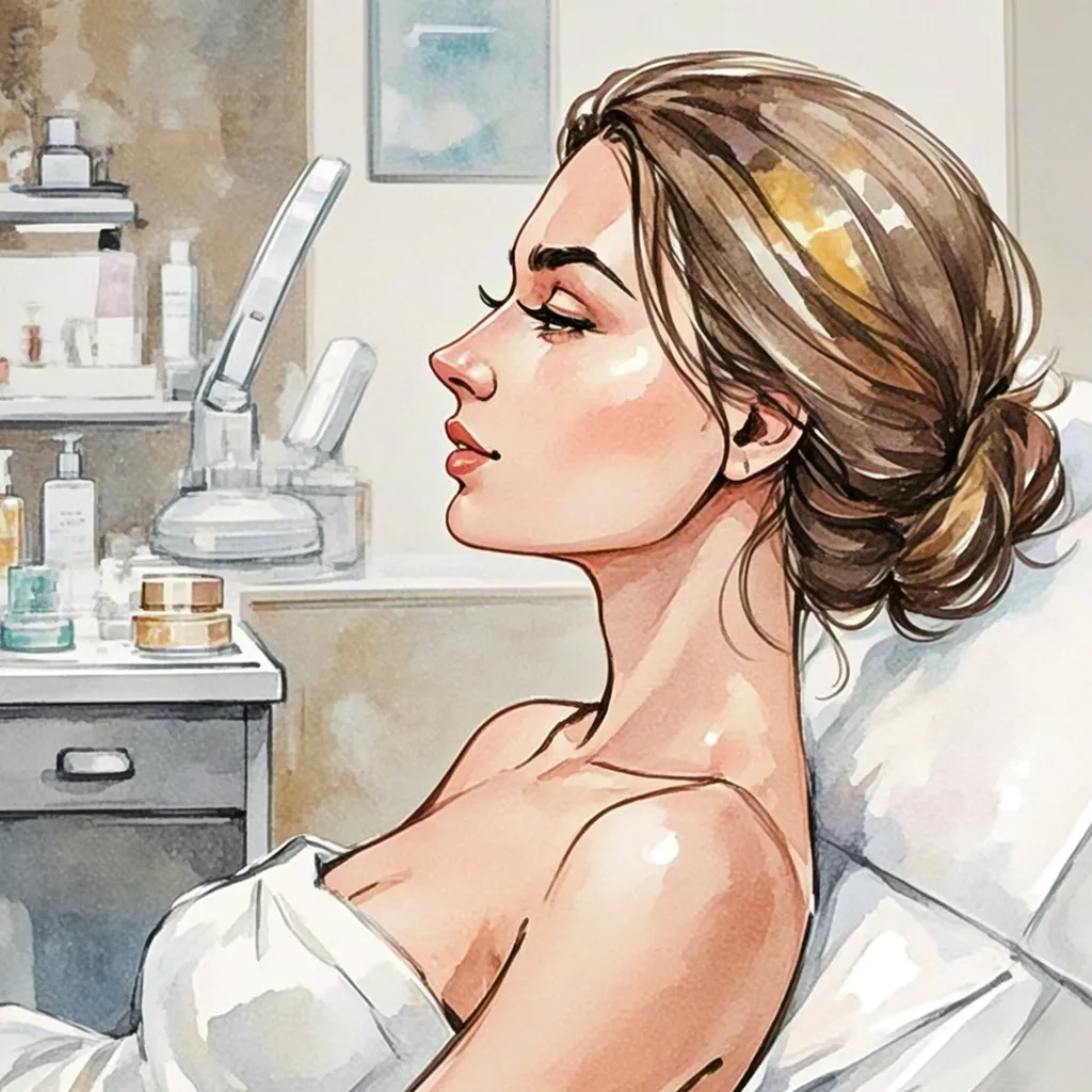 Watercolor spa portrait profile