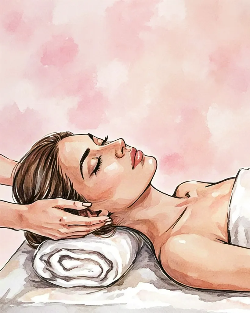 Watercolor spa relaxation portrait