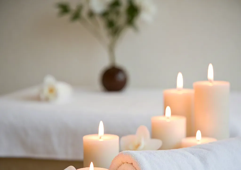 Wellness spa, with candles and towels