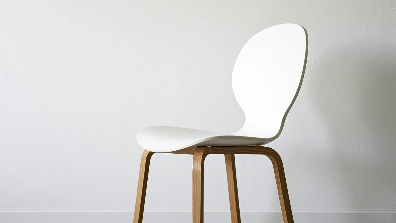 Simple white chair in clean minimalist room