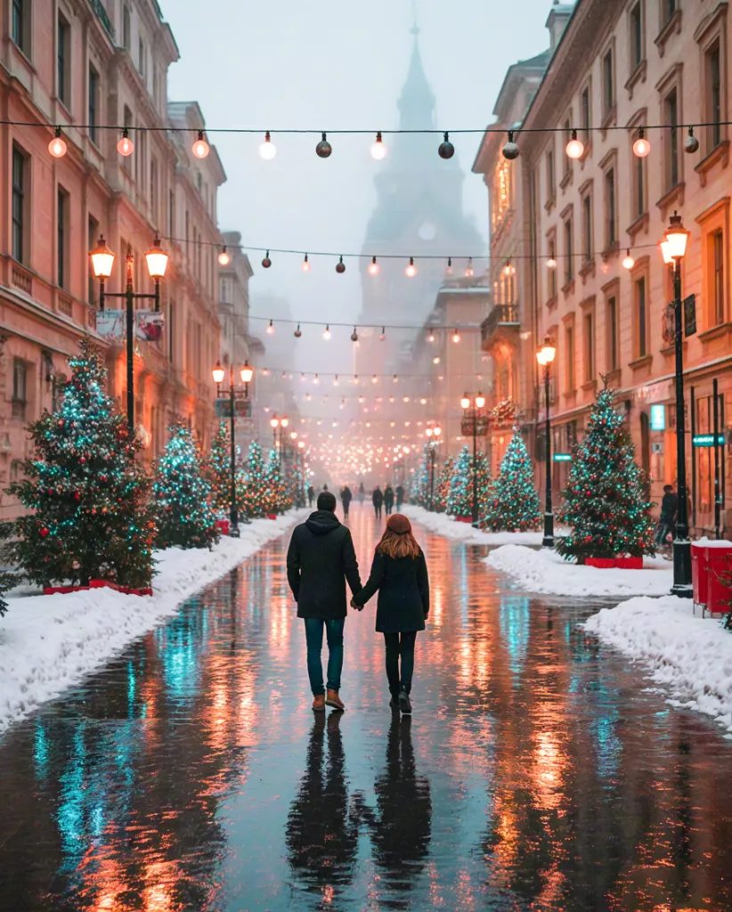 Winter City Walk Couple