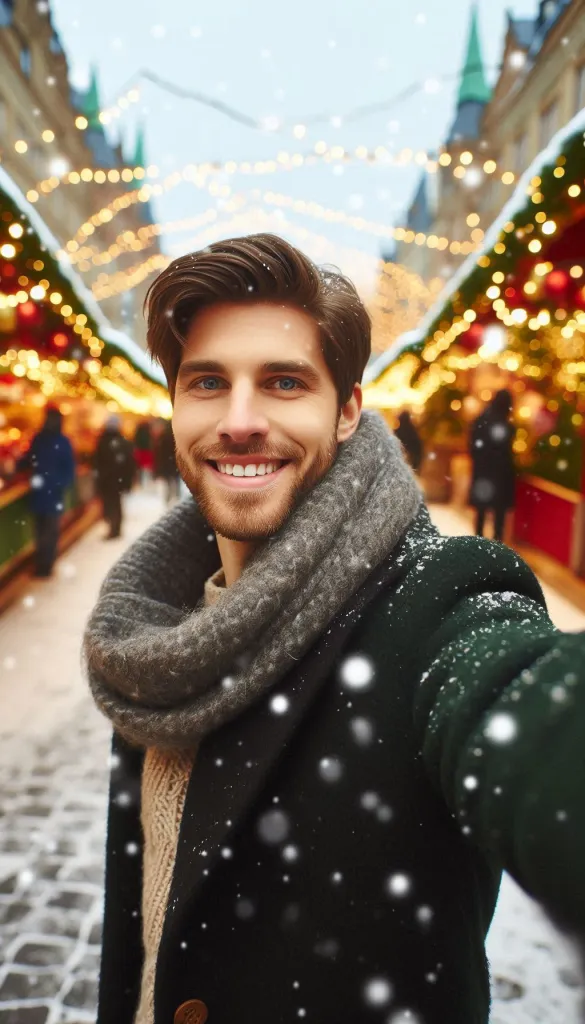 Winter portrait of smiling man in scarf