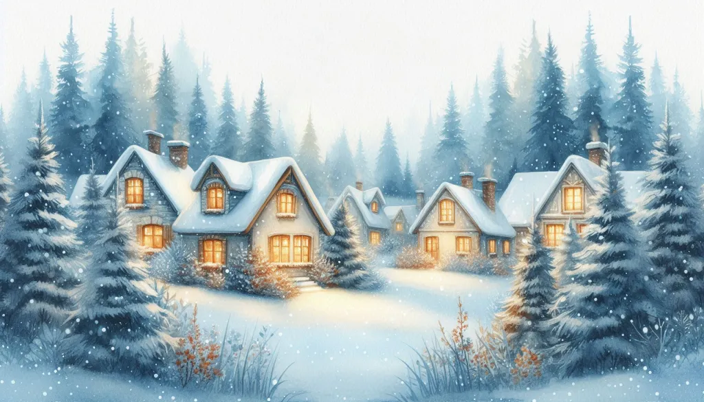 Winter Village Snowy Landscape