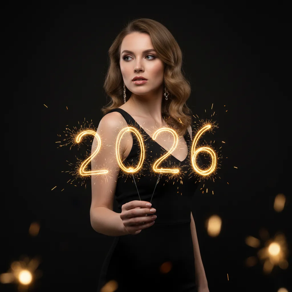 Woman Holding 2026 Sparkler Lights