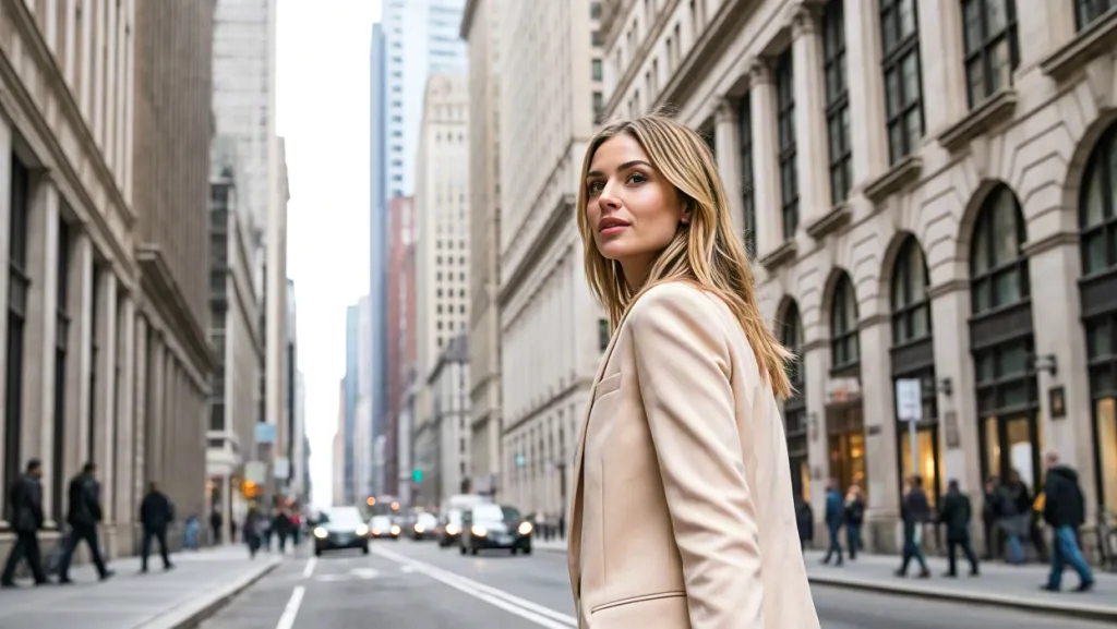 Woman walking city street || ernie ai