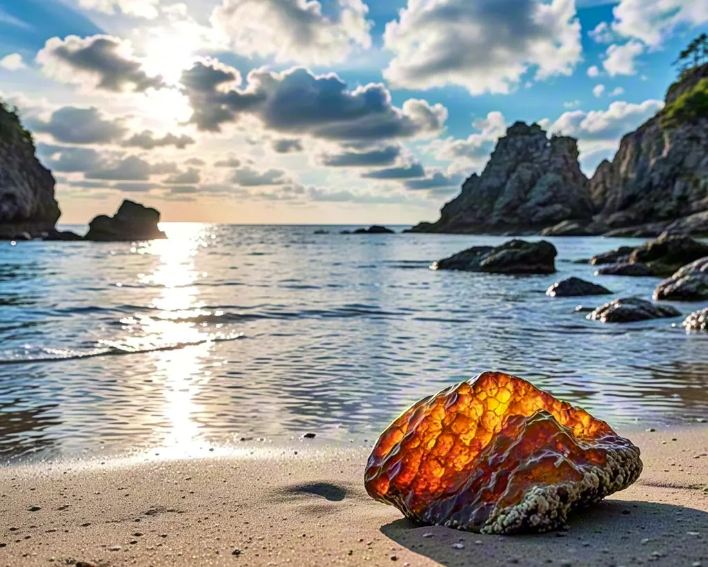 Amber Stone Washed Ashore on Scenic Beach