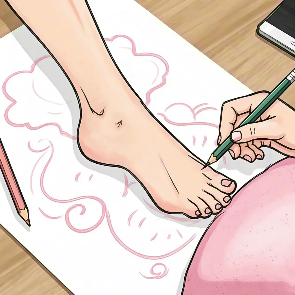 Artistic Pedicure Sketch with Detailed Foot Drawing