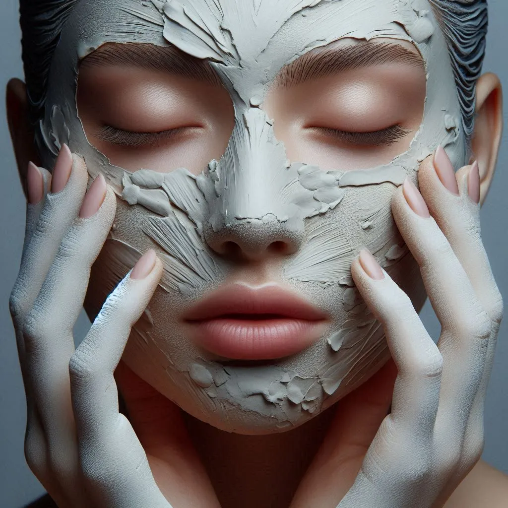 Clay Mask Beauty Portrait with Closed Eyes