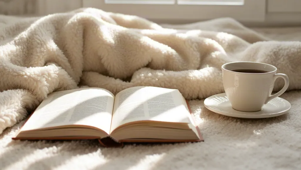 Cozy Reading Moment With Book and Tea