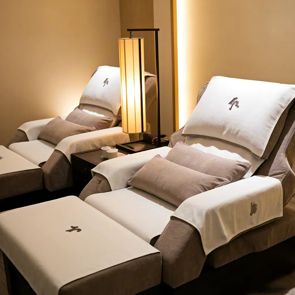 Cozy Spa Treatment Beds in Warm Minimalist Interior