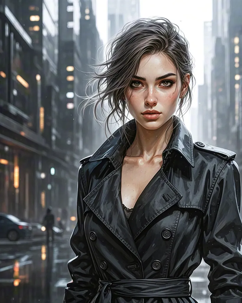 Cyberpunk Woman in Blackr Coat