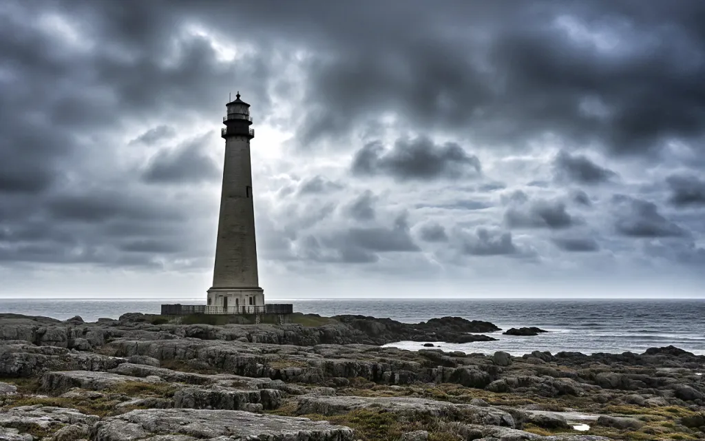 Dramatic Lighthouse in Stormy Sea