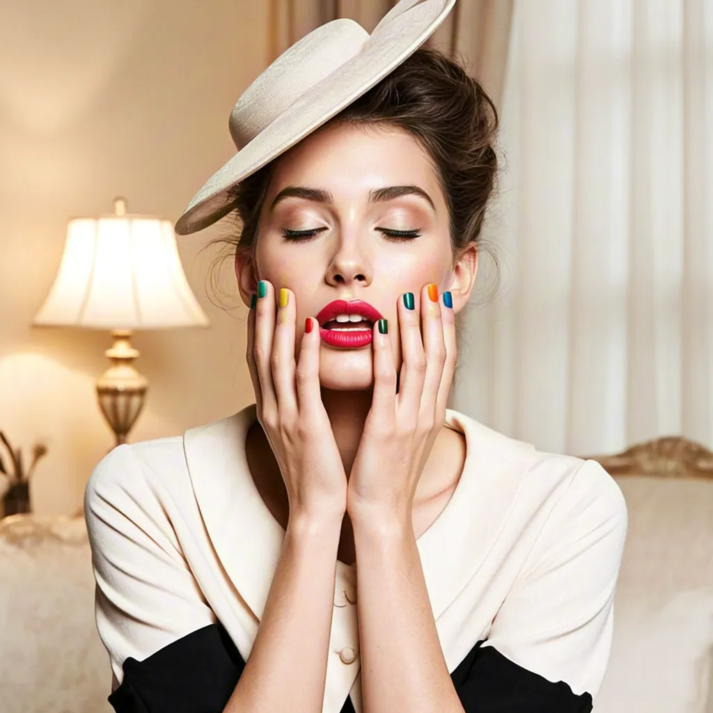 Elegant Beauty Portrait With Classic Styling Color Nails