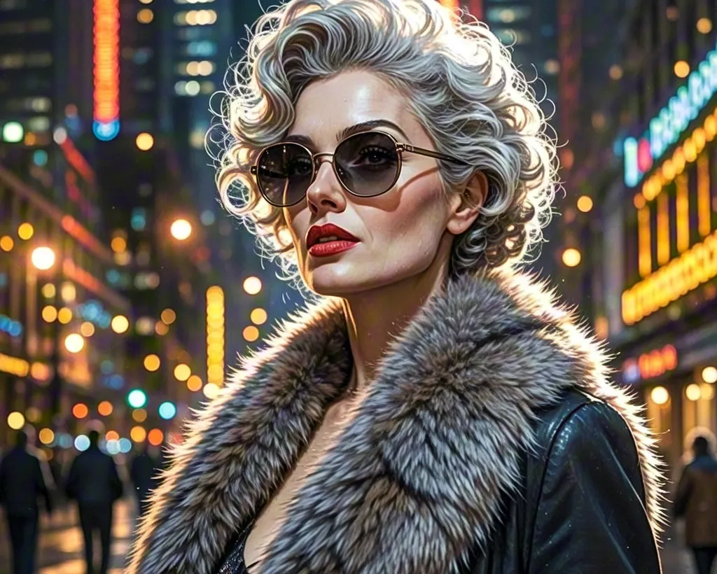 Elegant woman portrait with urban glow