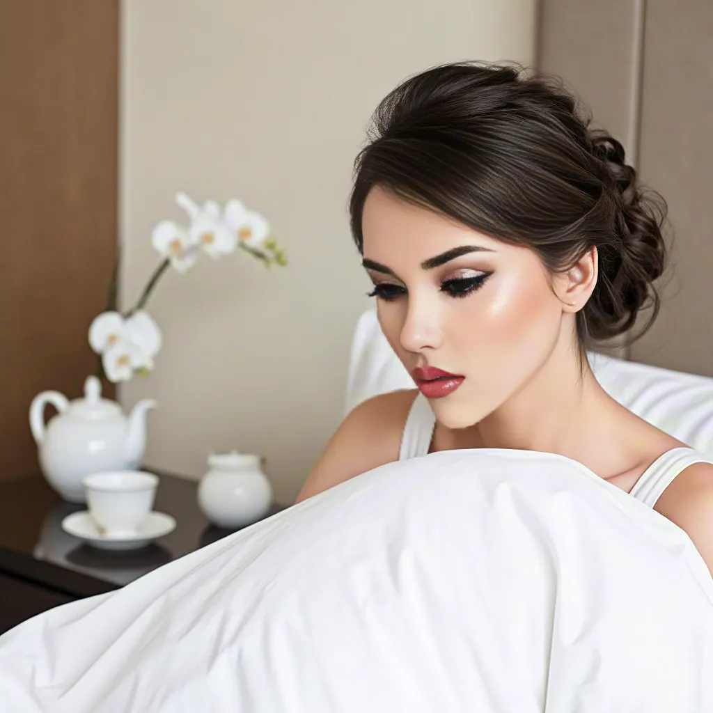 Elegant Woman Resting With Soft Glam Makeup