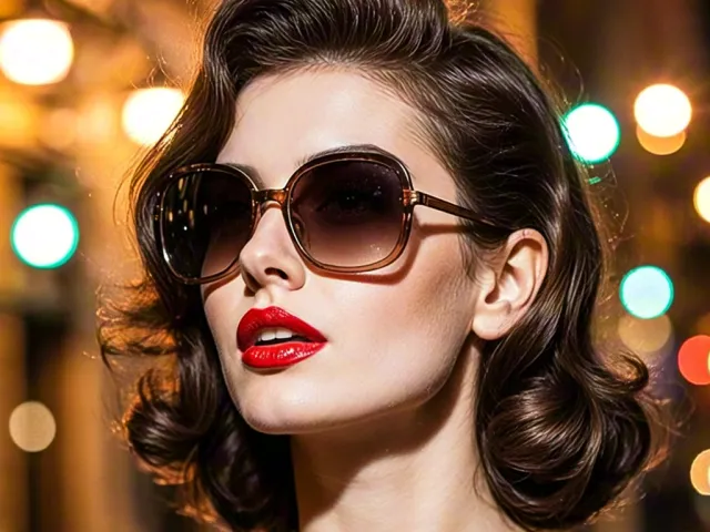 Glamorous portrait of woman in sunglasses at evening event