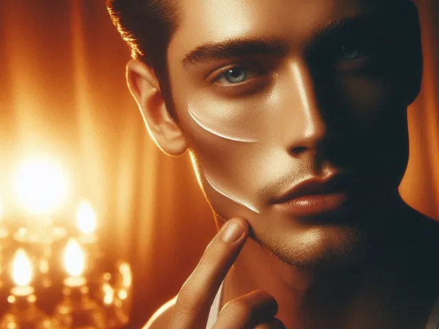 Stylish man posing in cinematic golden studio lighting