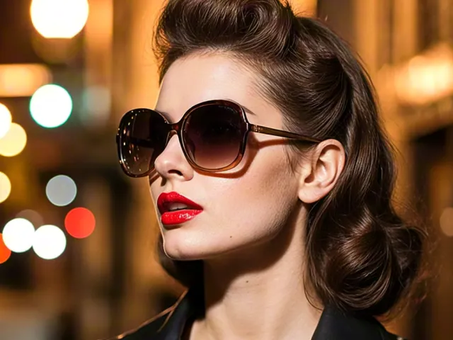 Stylish woman with dark sunglasses under dramatic event lighting