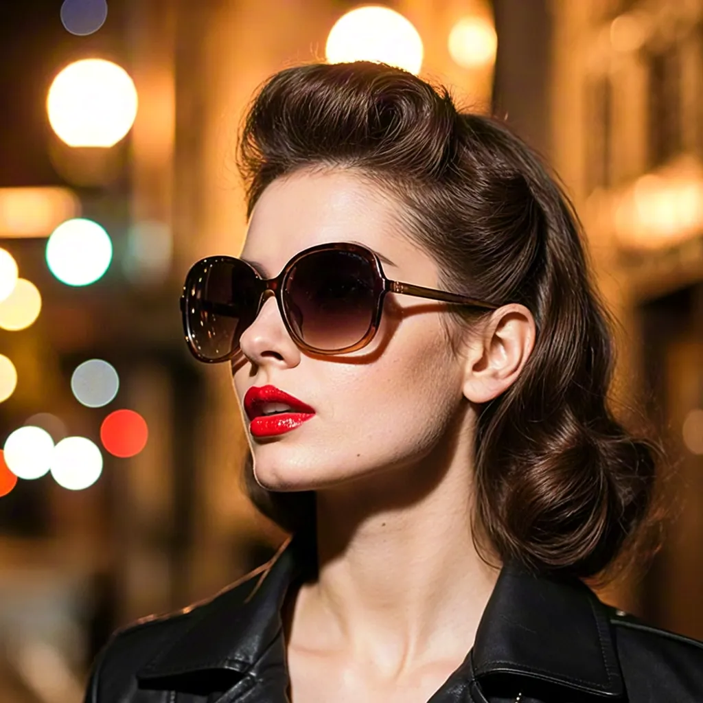 Glamorous Woman Wearing Sunglasses at Night Event