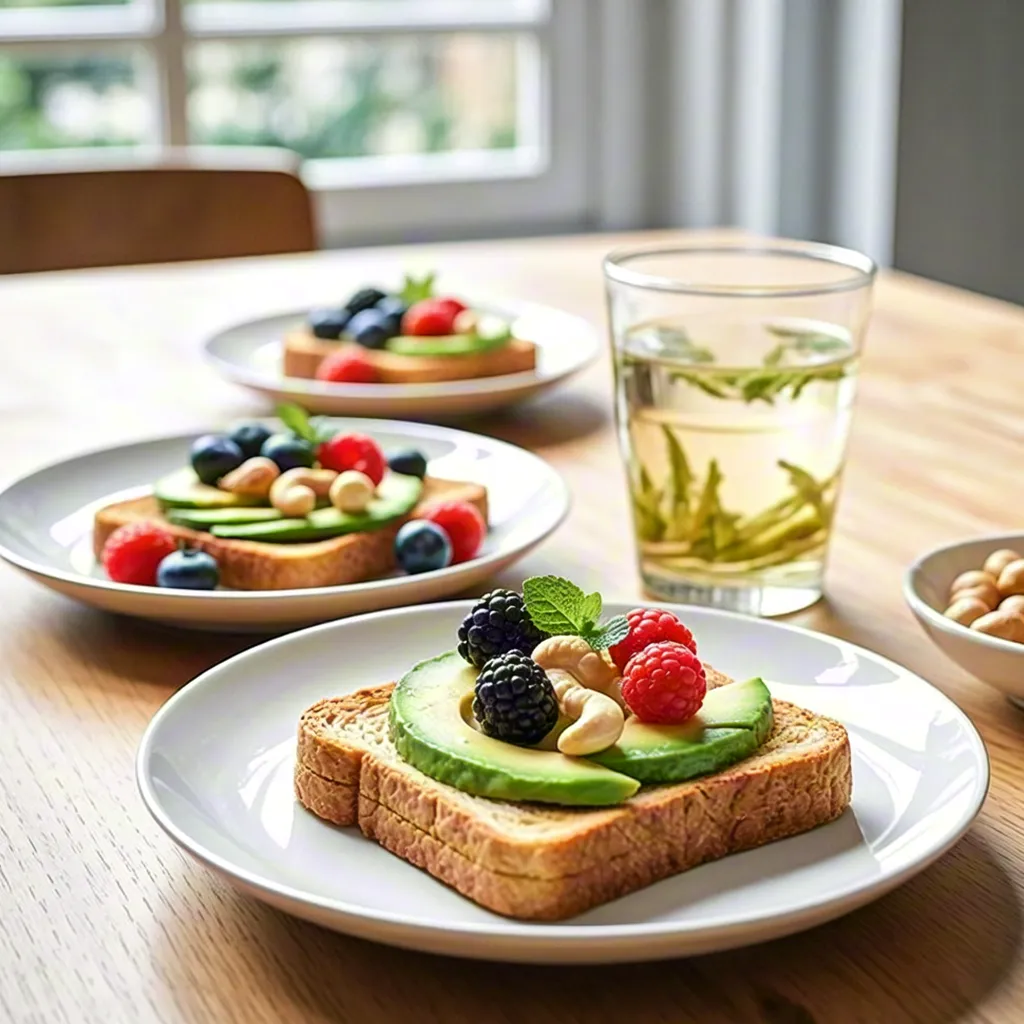 Healthy Breakfast Toast with Avocado and Berries