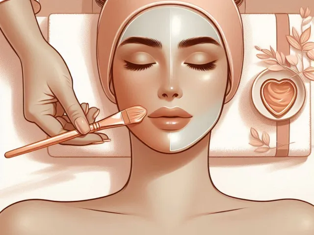 Minimalist illustration of facial treatment in a calm spa setting