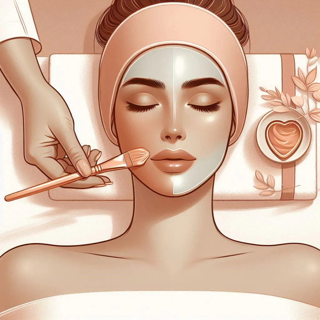 Minimalist illustration of facial treatment in a calm spa setting